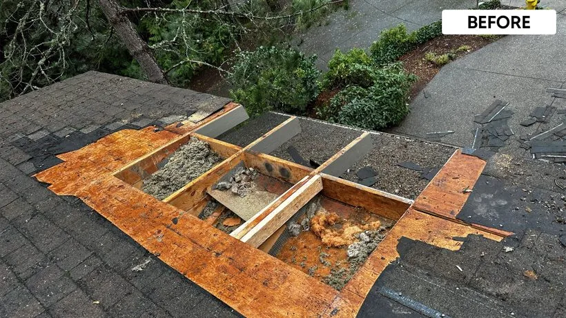 Roof before Valentin Roofing re-roof