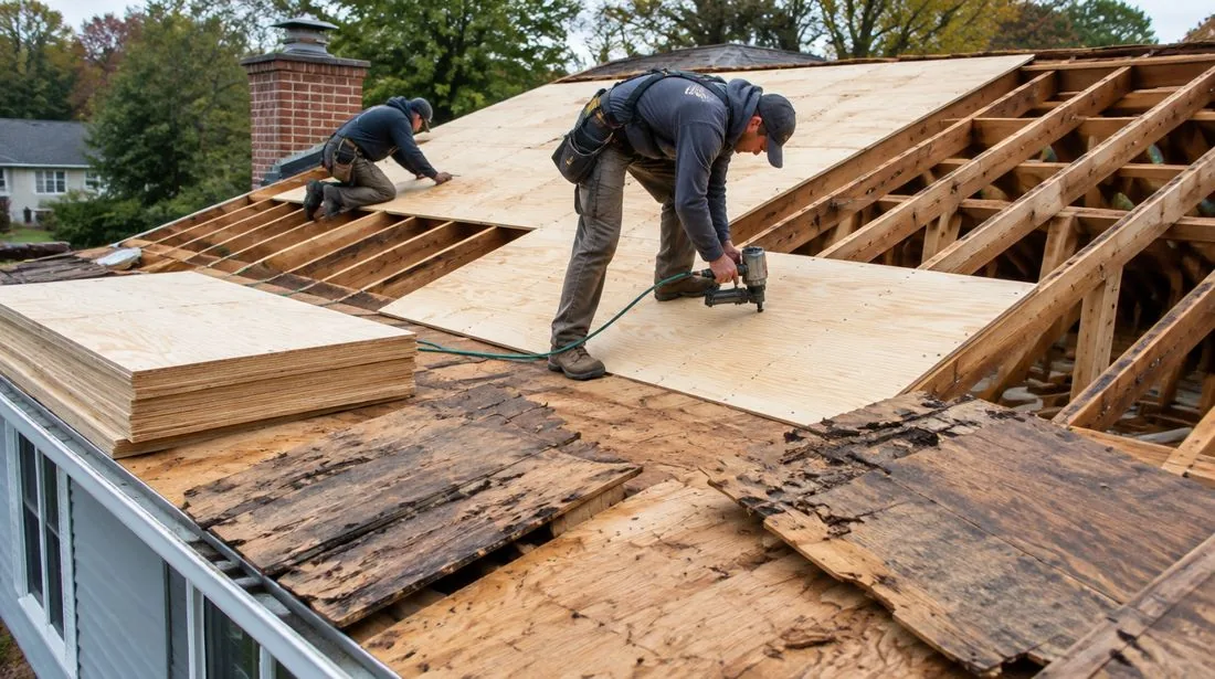 Replacing rotted plywood roof decking